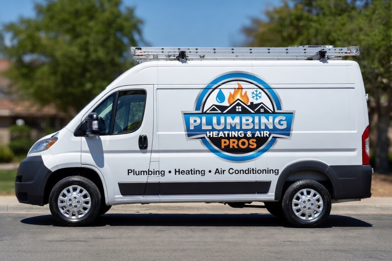 Local plumbing heating and air service van serving Fremont